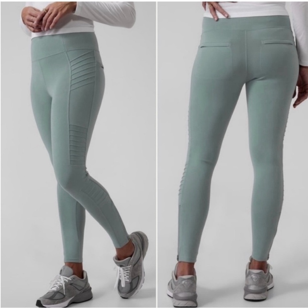 Athleta Delaney Moto Tights in Green